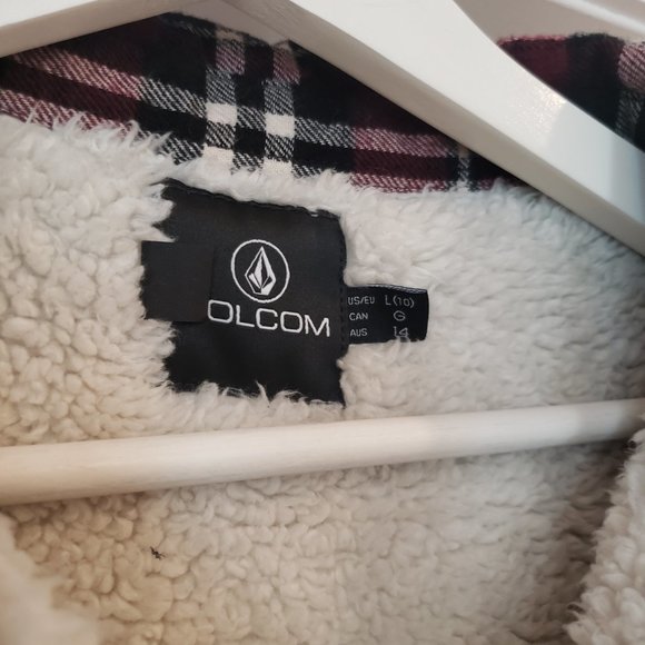 VOLCOM - Jacket with burgundy flannel ,relaxed fit and Sherpa lining f - Picture 10 of 15